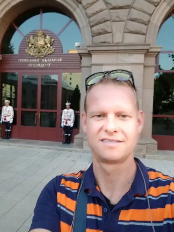 Outside the Bulgarian presidency in Sofia.
